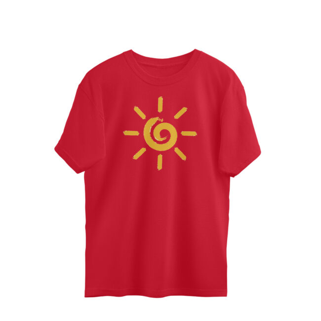 AZGUVI Stroke Paint Spiral Sun OverSized T-Shirt - Image 3